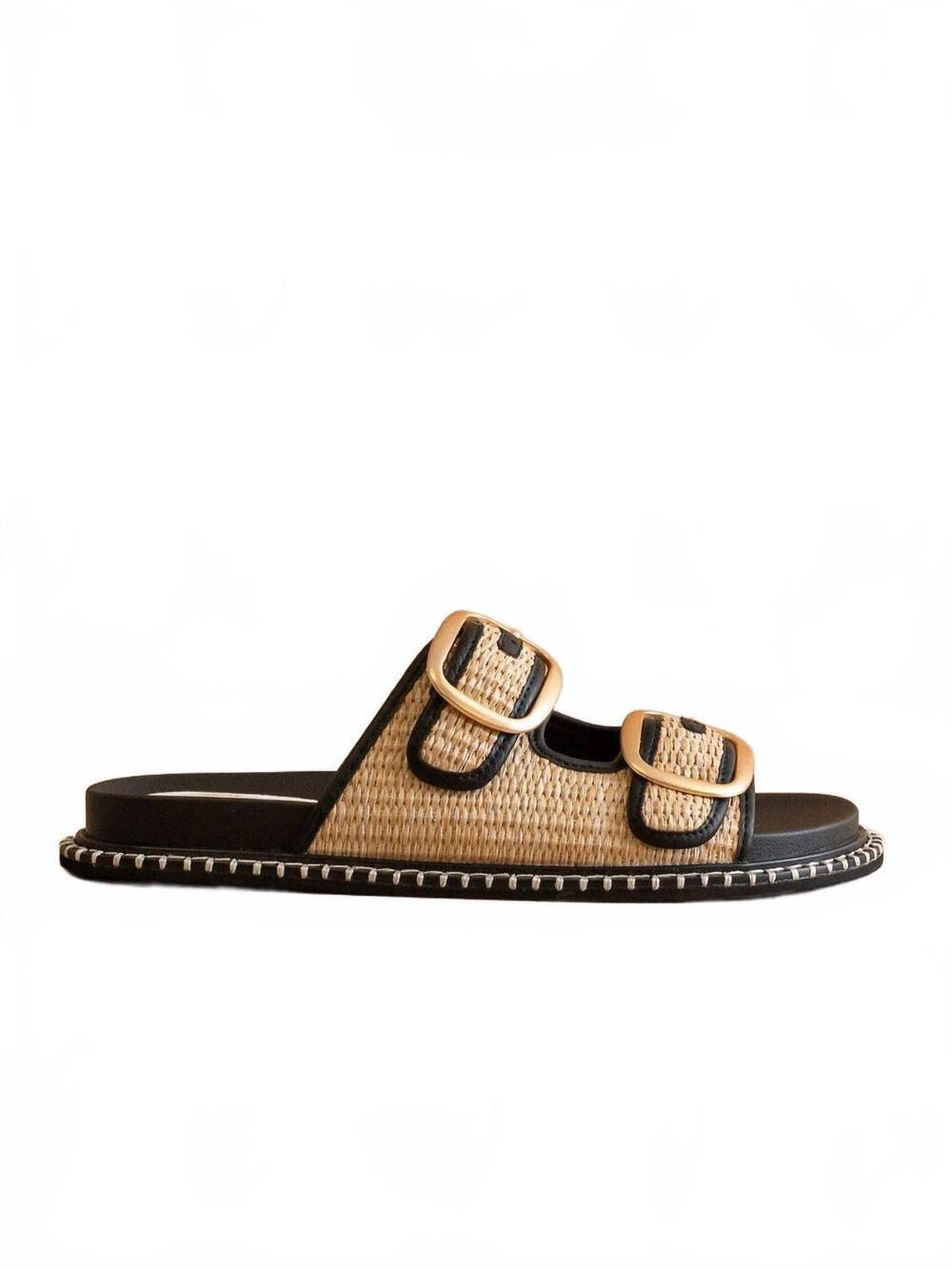 NEW OASIS SOCIETY women's daytona two-tone raffia sandal in black
